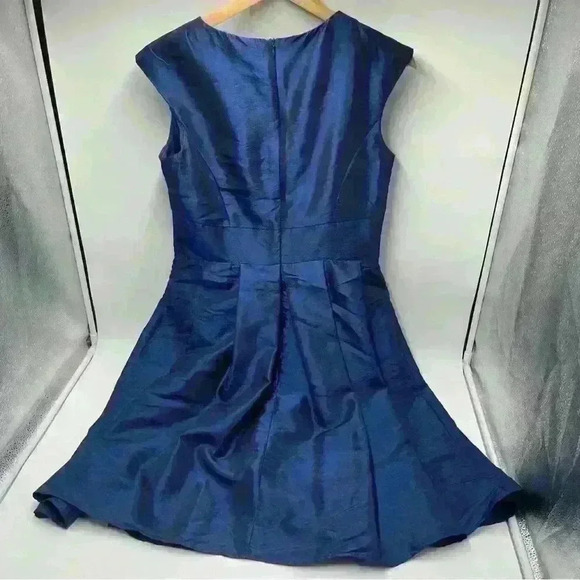 Chetta B Women’s 6 Dress Blue Taffeta Flare Bottom Sheath Fully Lined - Picture 9 of 12